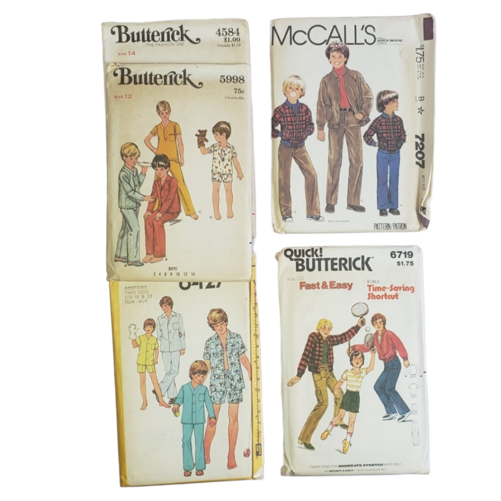 Vintage Boy's Clothing Patterns Lot of 5